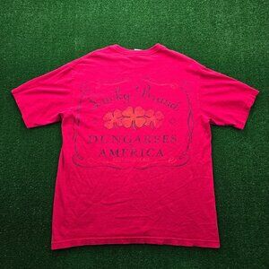 Lucky Brand Tshirt Mens Medium Red‎ Vintage 90s Dungarees of America Made In USA